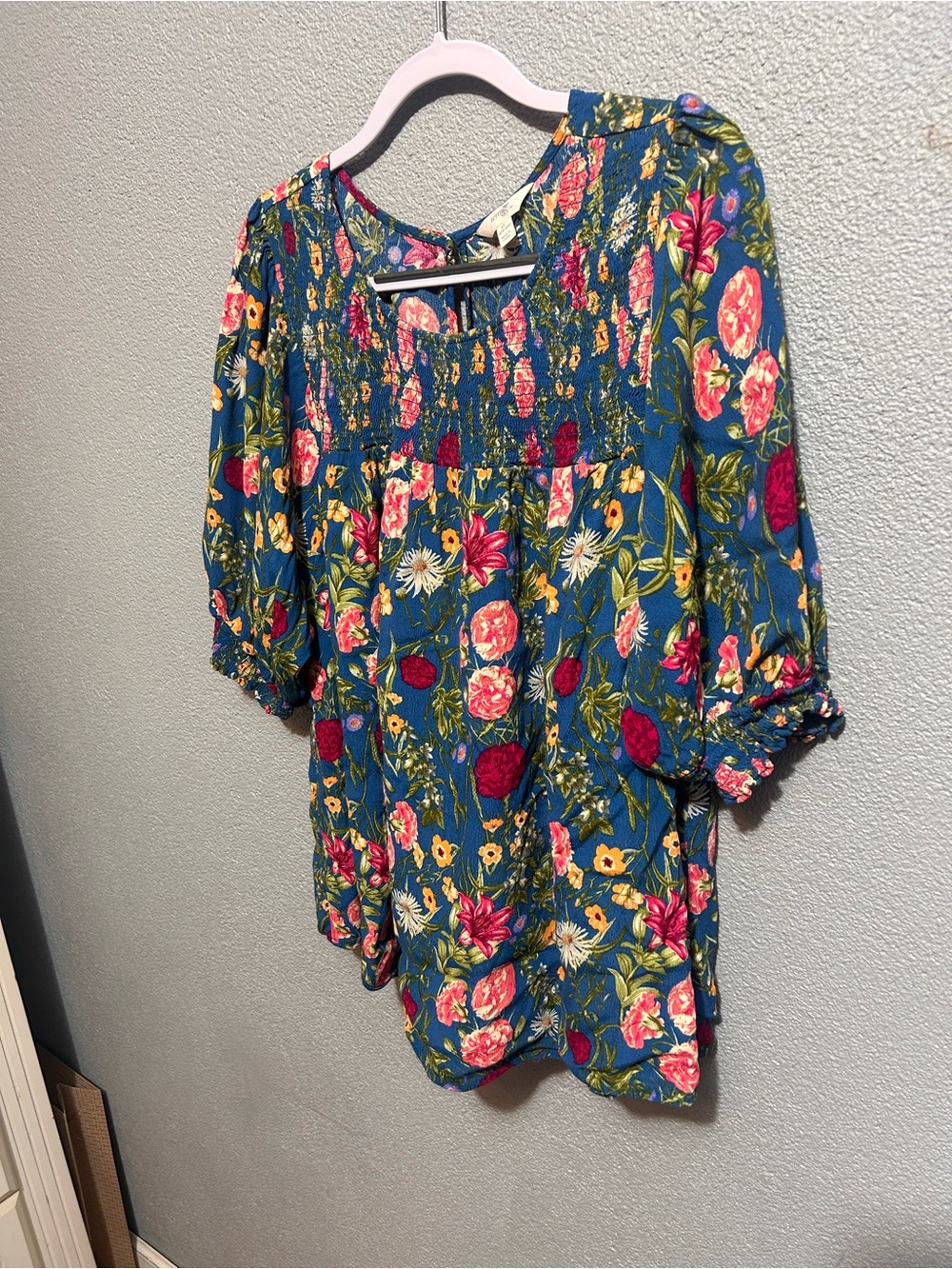 Terra & Sky Floral smocked peasant top size 3x - Picture 2 of 8